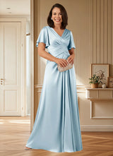 Augday Emmeline A-Line Pleated Stretch Satin Dress