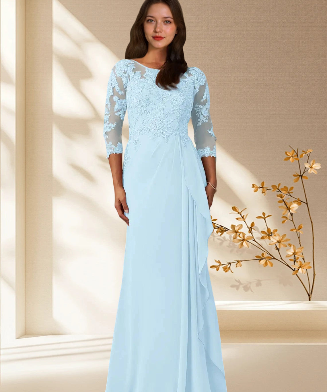 Augday Calanthe A-Line Scoop Chiffon Dress