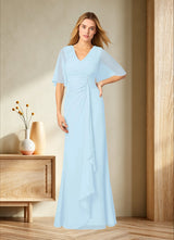 Augday Carson A-Line V-Neck Lace Chiffon Dress