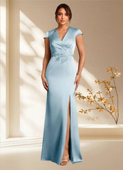 Augday Rilda Sheath Lace Stretch Satin Dress