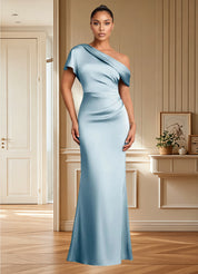 Augday Rutha Sheath One Shoulder Stretch Satin Dress