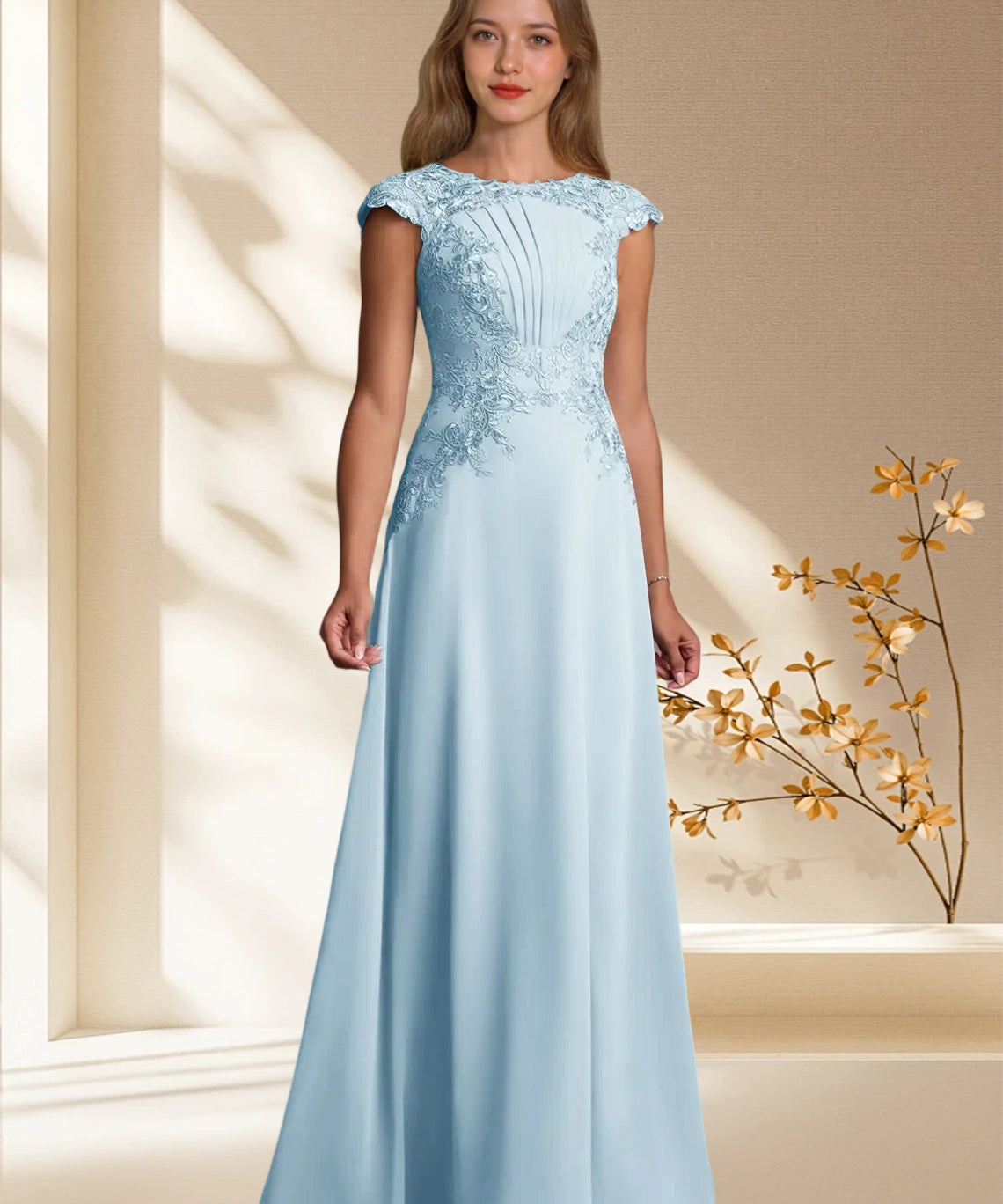 Augday Christi A-Line Lace Chiffon Dress