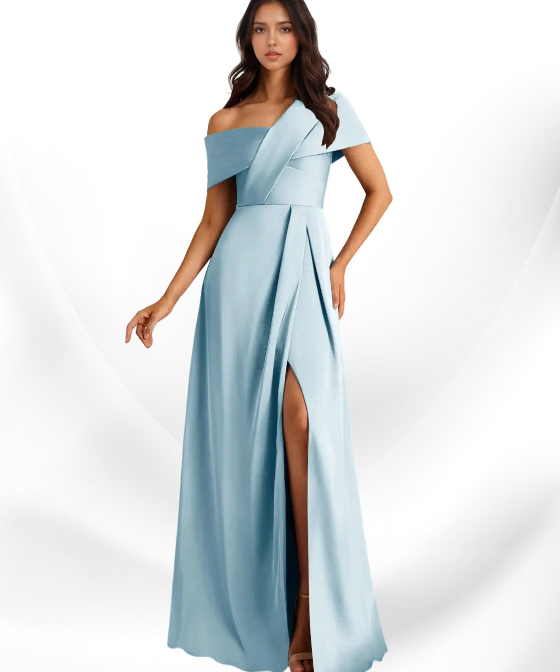 Augday Milton A-Line Pleated Stretch Satin Dress