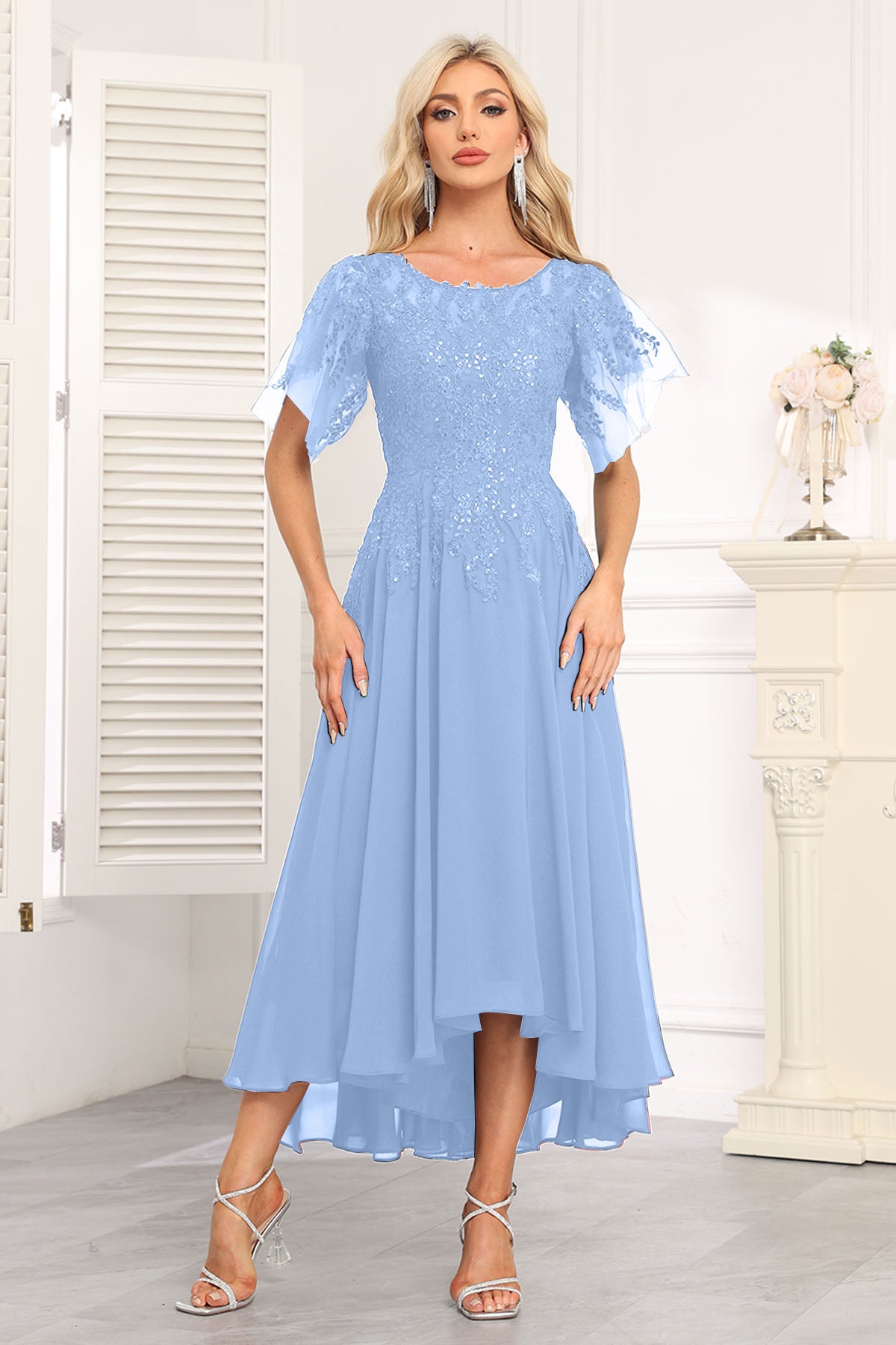 Augday Chiffon Lace Sequins Mother of the Bridesmaid Dresses