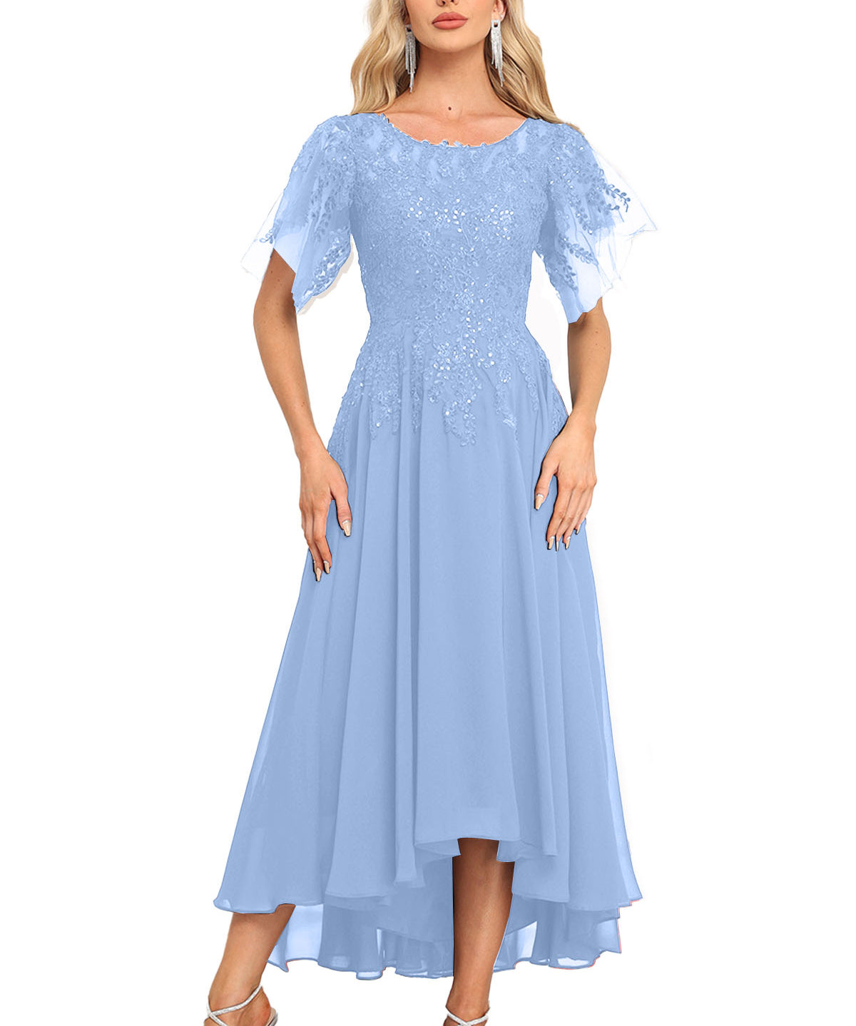 Augday Chiffon Lace Sequins Mother of the Bridesmaid Dresses