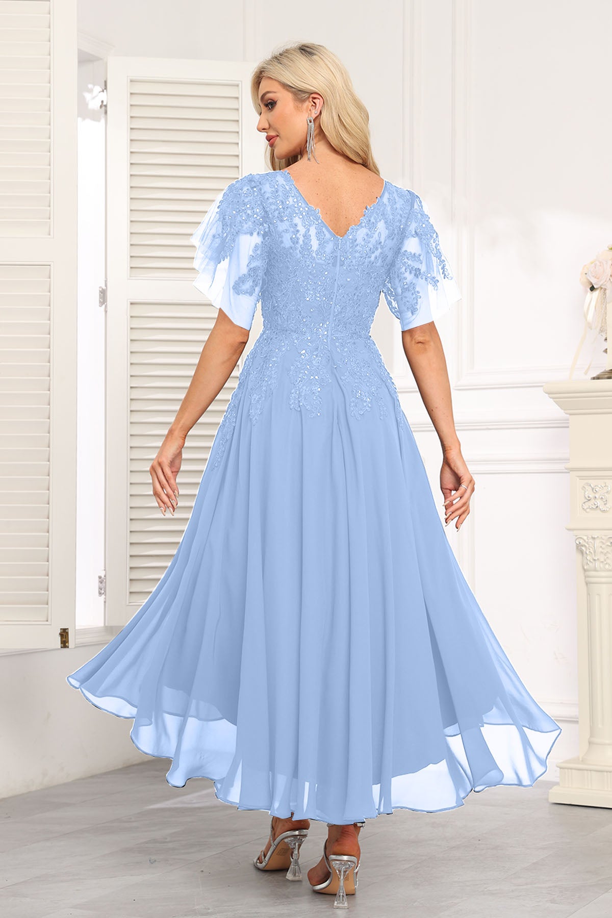 Augday Chiffon Lace Sequins Mother of the Bridesmaid Dresses