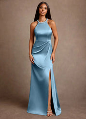 Augday Lawrence A-Line Pleated Stretch Satin Dress