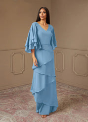 Augday OHara A-Line V-Neck Chiffon Dress