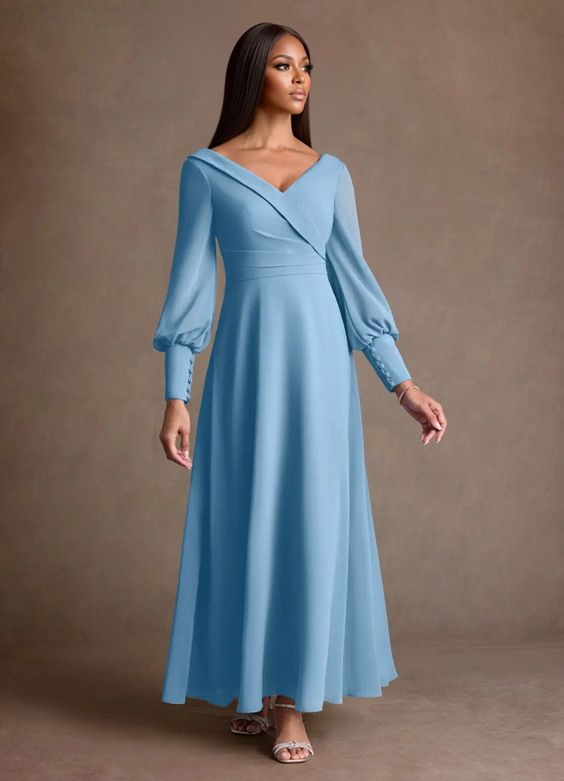 Augday Paterson A-Line Pleated Chiffon Dress