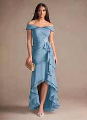 Augday Billings Mermaid Off the Shoulder Stretch Satin Dress
