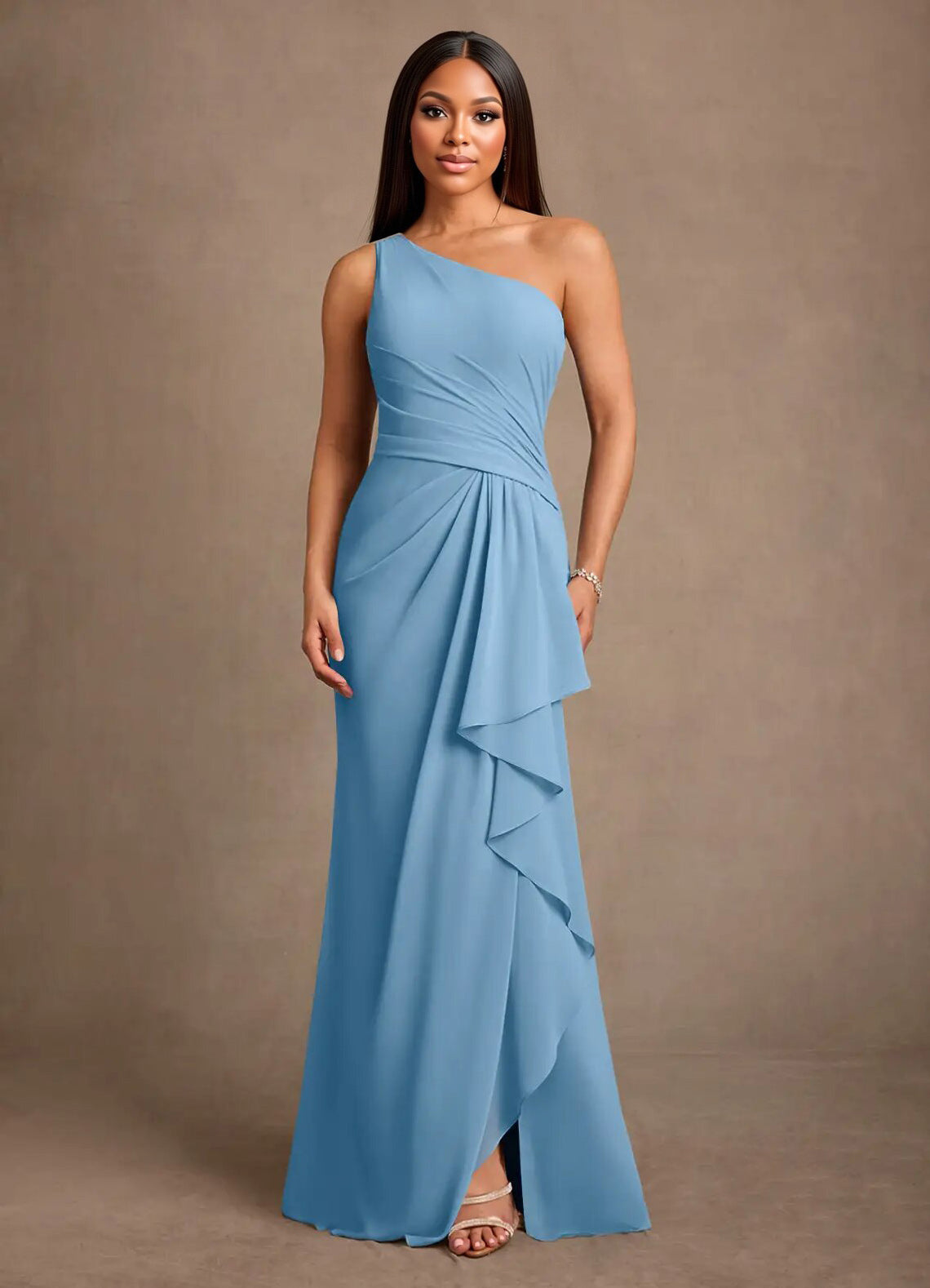 Augday Floy Sheath One Shoulder Chiffon Dress