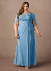 Augday Hera Mother of the Bride Dresses A-Line Lace Capelet Chiffon Dress Plus Size