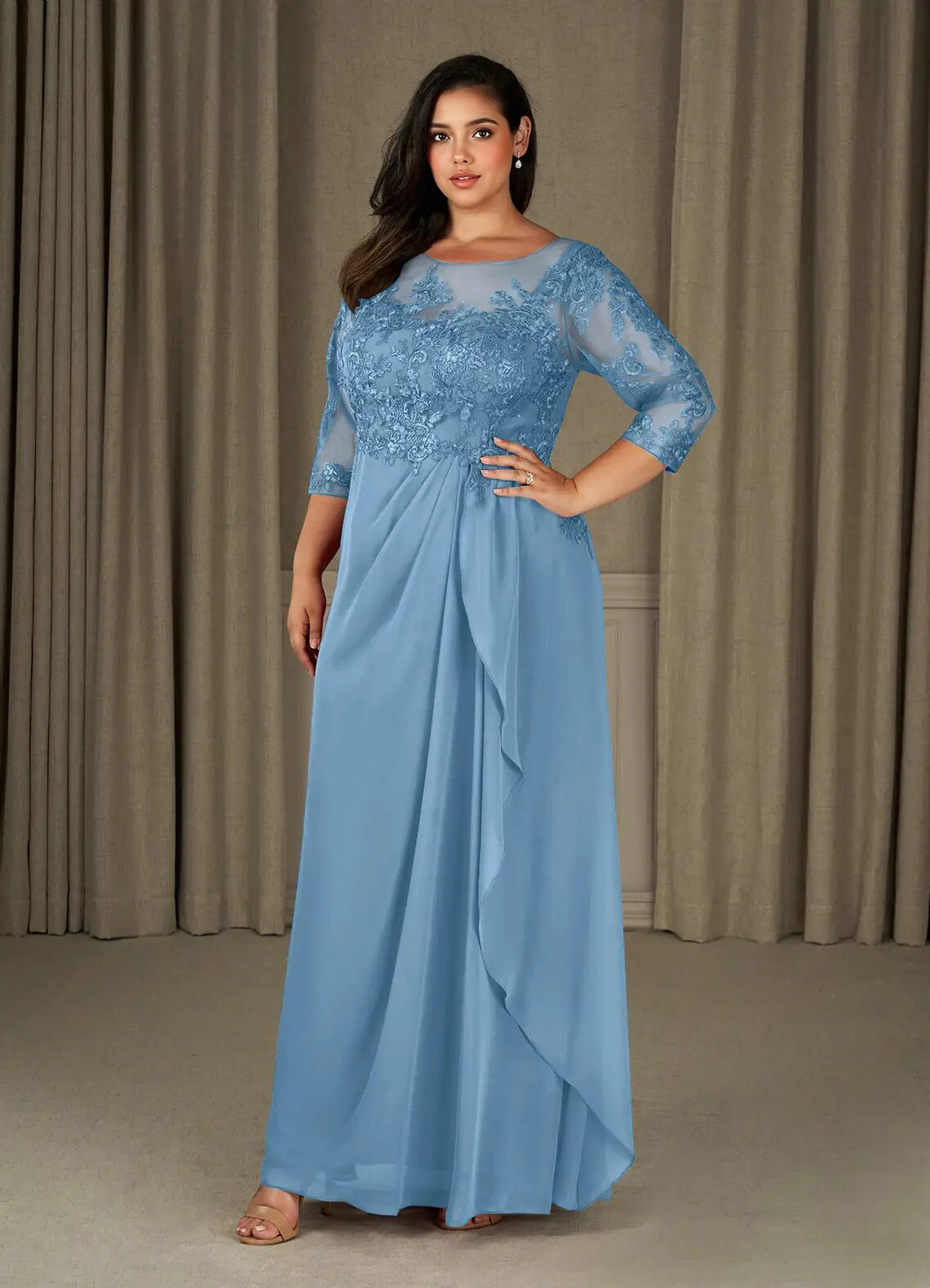 Augday Calanthe A-Line Scoop Chiffon Dress Plus Size