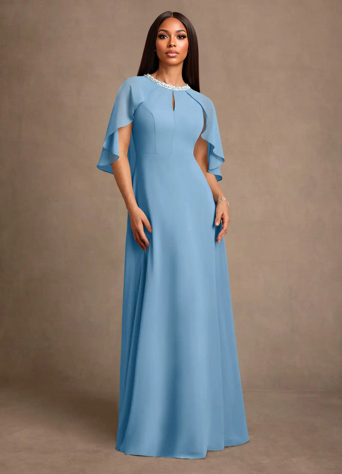Augday Winnifred A-Line Beaded Chiffon Dress