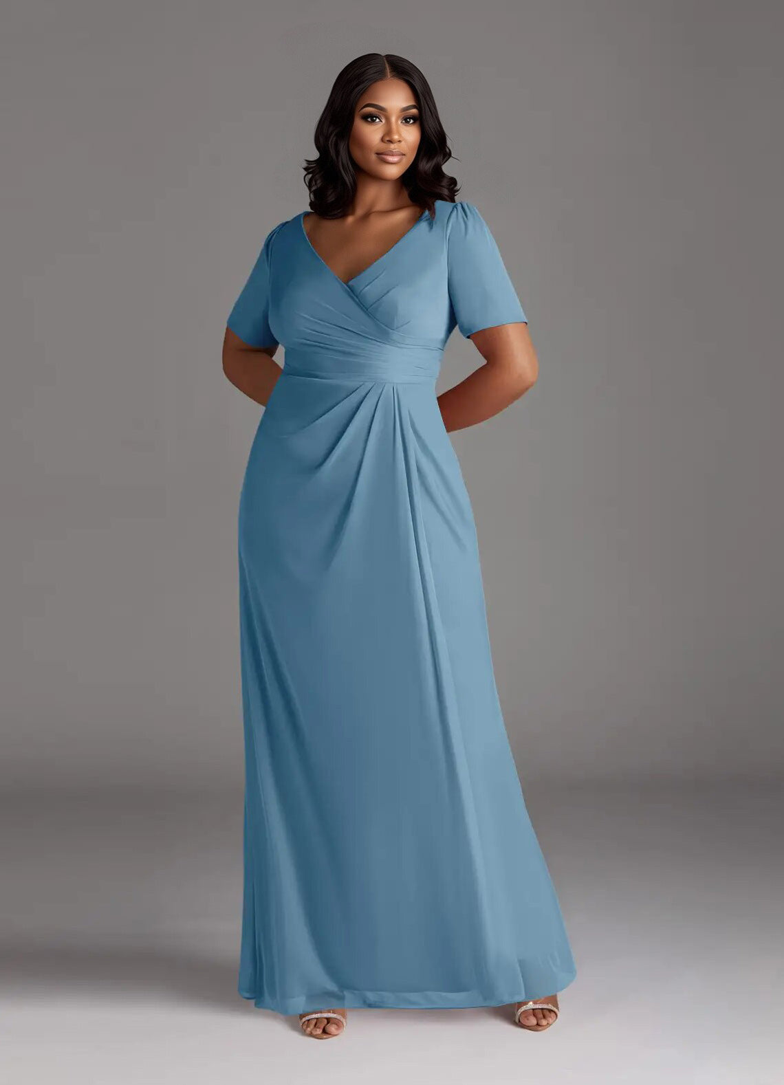 Augday Bessie A-Line Pleated Mesh Dress Plus Size