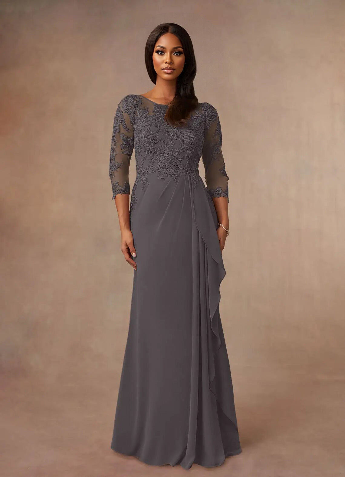 Augday Calanthe A-Line Scoop Chiffon Dress