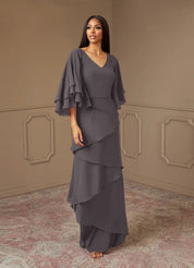 Augday OHara A-Line V-Neck Chiffon Dress