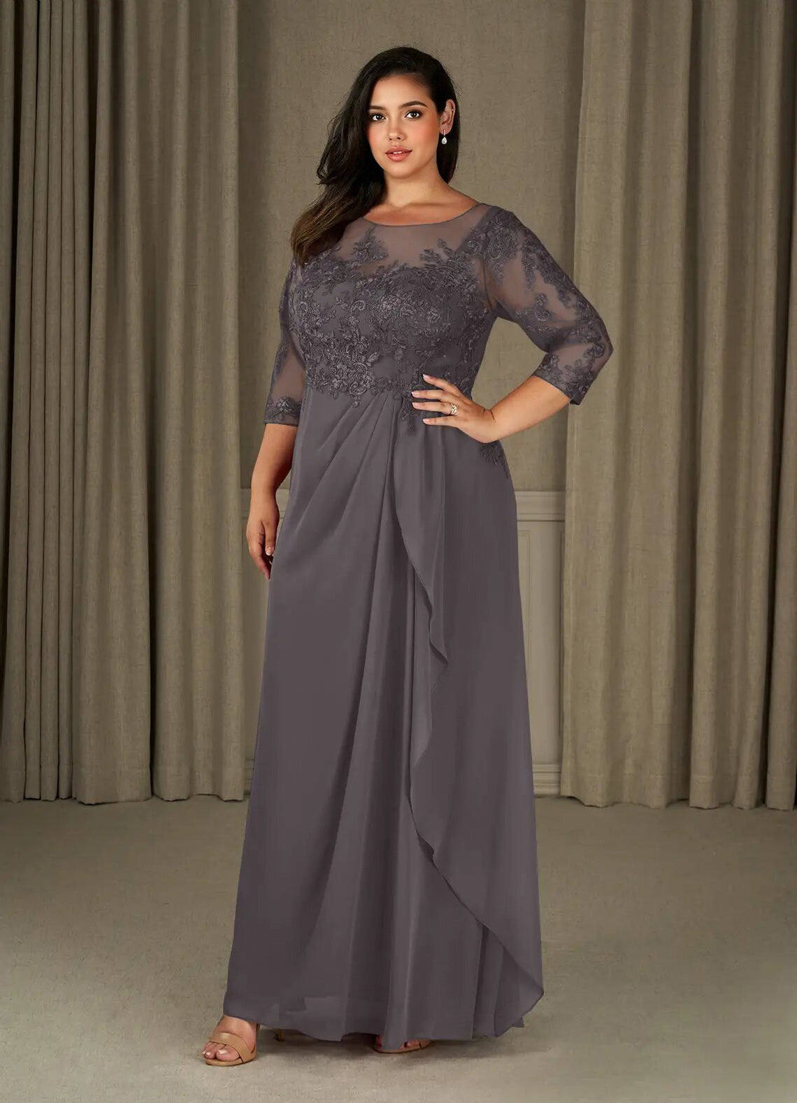 Augday Calanthe A-Line Scoop Chiffon Dress Plus Size
