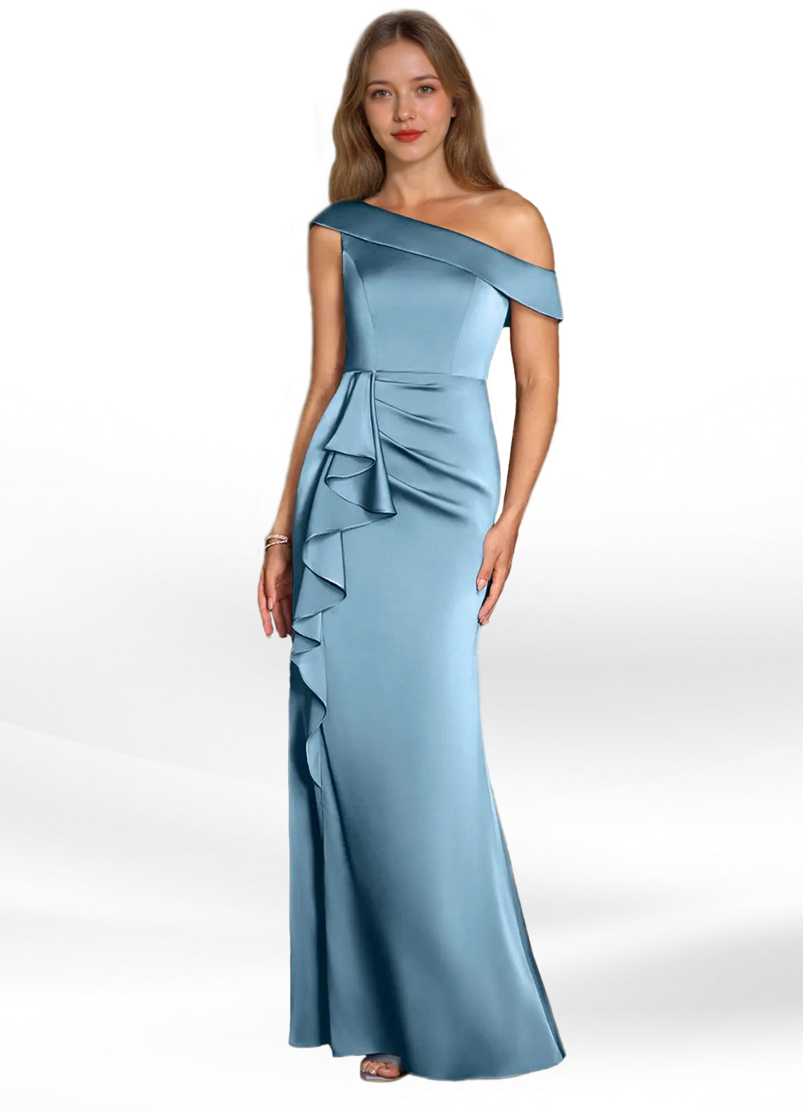 Augday Hamptons A-Line Pleated Stretch Satin Dress