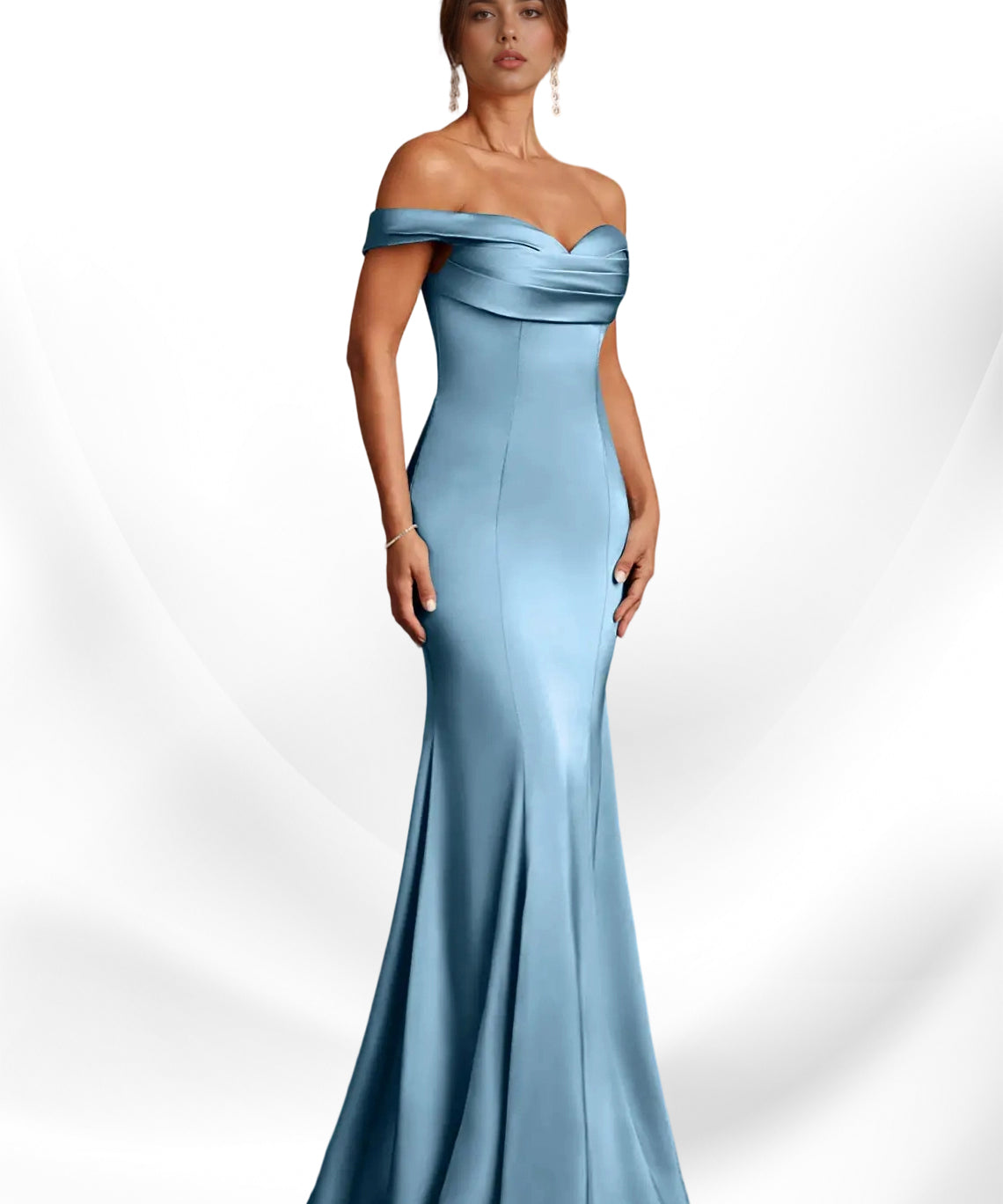 Augday  Mermaid Off the Shoulder Stretch Satin Dress