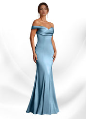 Augday  Mermaid Off the Shoulder Stretch Satin Dress