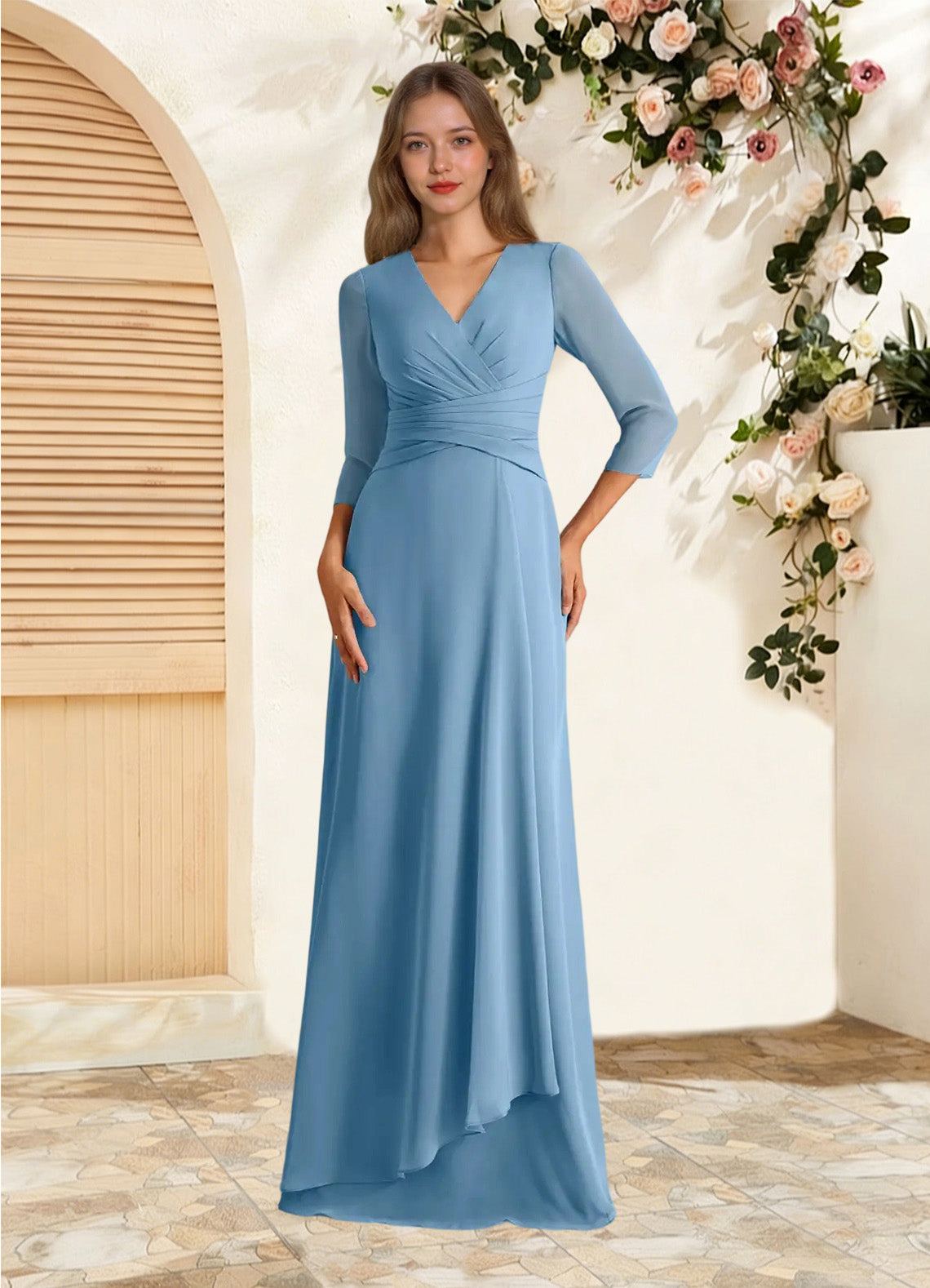 Augday Mayfield A-Line Pleated Chiffon Dress