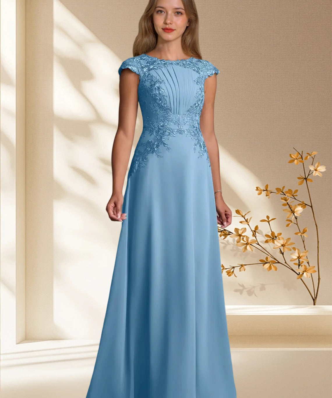 Augday Christi A-Line Lace Chiffon Dress