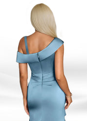 Augday Hamptons A-Line Pleated Stretch Satin Dress