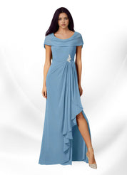 Augday Mary A-Line Side Slit Chiffon Dress