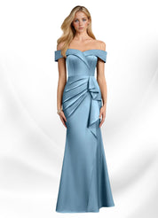Augday Laredo Mermaid Off the Shoulder Stretch Satin Dress