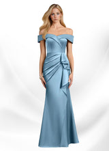 Augday Laredo Mermaid Off the Shoulder Stretch Satin Dress