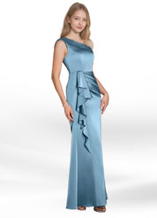 Augday Hamptons A-Line Pleated Stretch Satin Dress