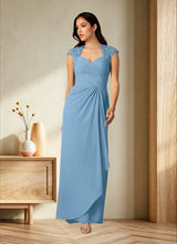 Augday Birdie A-Line Queen Anne Sequins Chiffon Dress