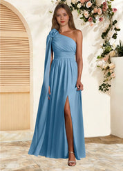 Augday Lancaster A-Line One Shoulder Chiffon Dress