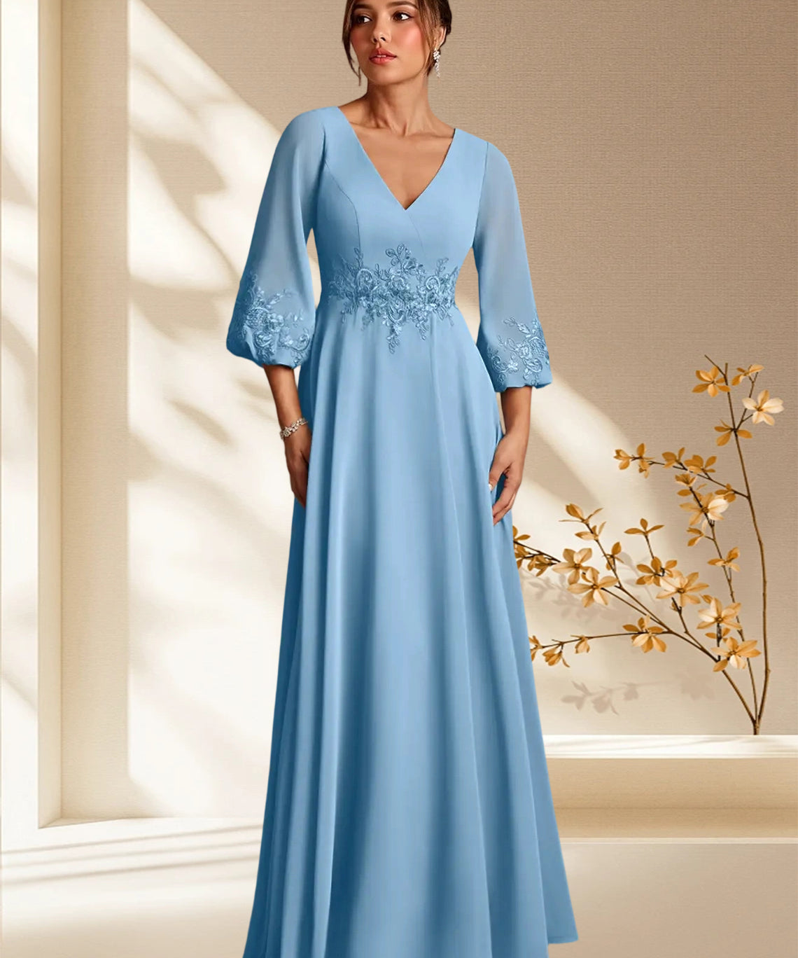 Augday Yorba A-Line Lace Chiffon Dress