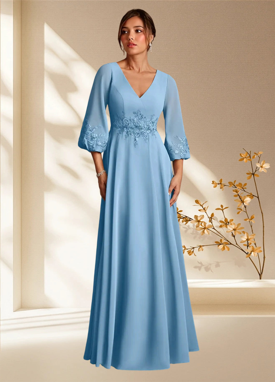 Augday Yorba A-Line Lace Chiffon Dress