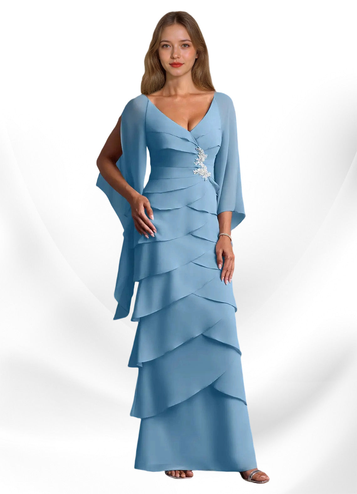 Augday Arabinda Sheath Ruched Chiffon Dress