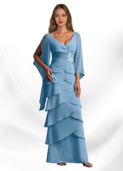Augday Arabinda Sheath Ruched Chiffon Dress