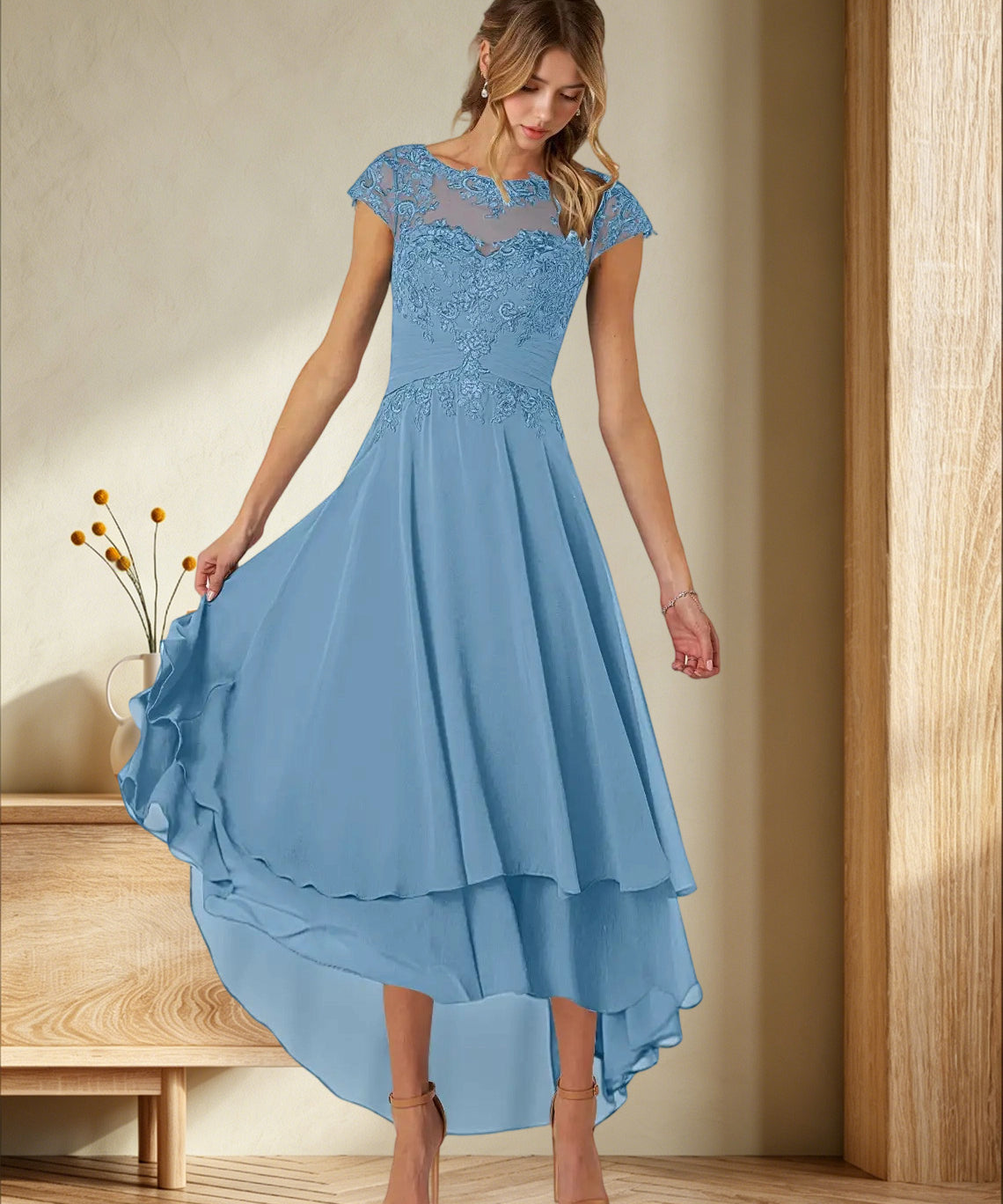 Augday Shonda Lace Chiffon Dress