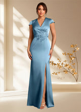 Augday Rilda Sheath Lace Stretch Satin Dress