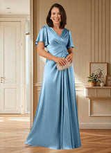 Augday Emmeline A-Line Pleated Stretch Satin Dress
