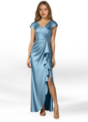 Augday Anderson A-Line Pleated Stretch Satin Dress