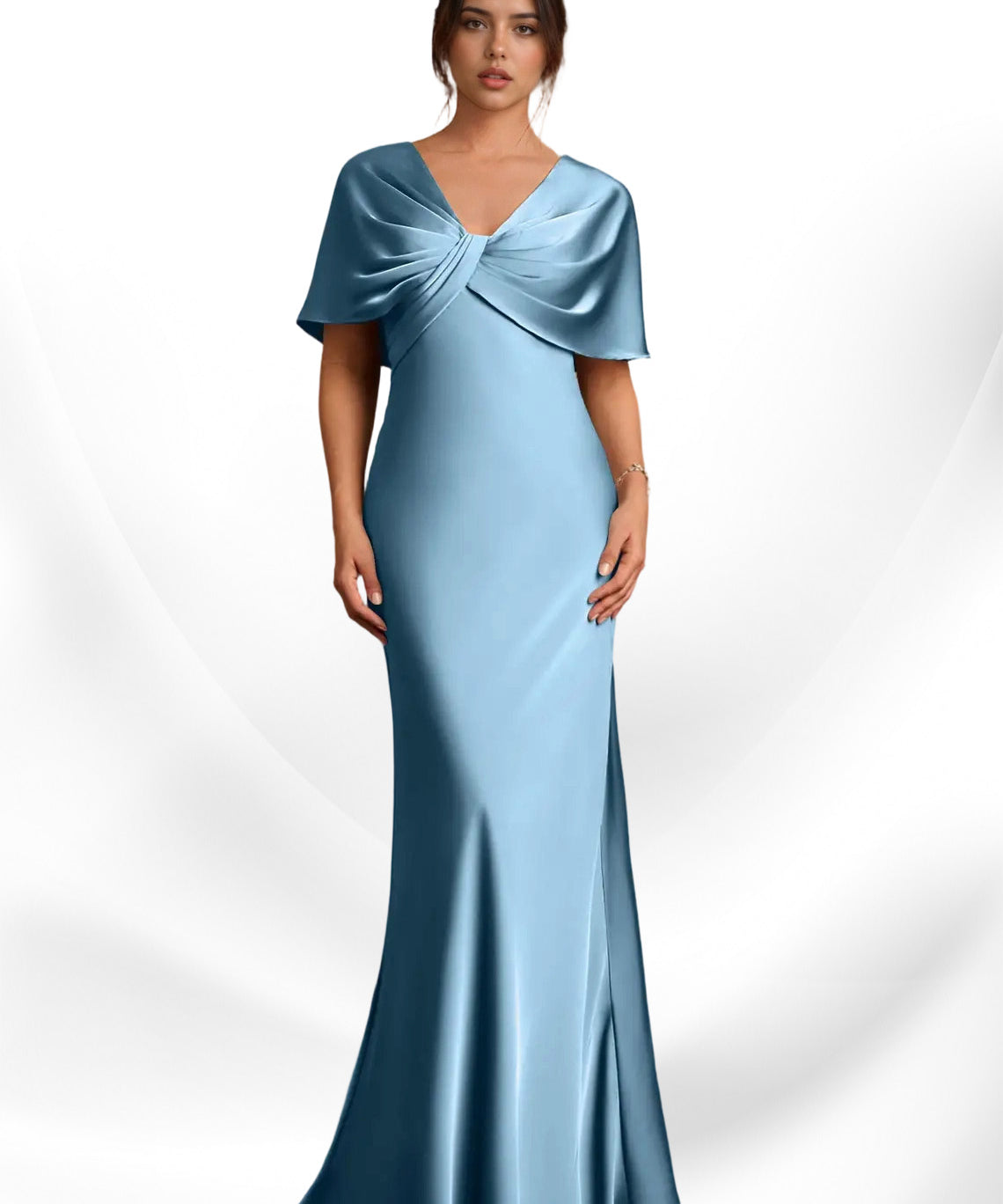 Augday Dosia Sheath Pleated Stretch Satin Dress