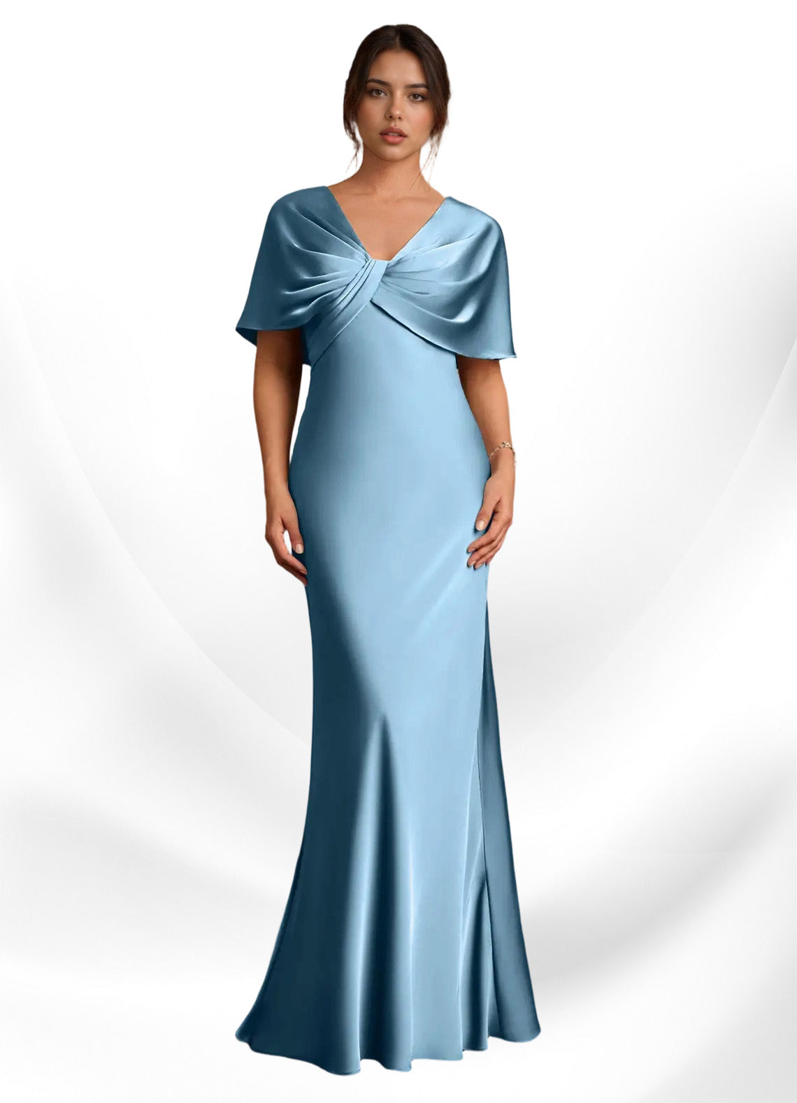 Augday Dosia Sheath Pleated Stretch Satin Dress