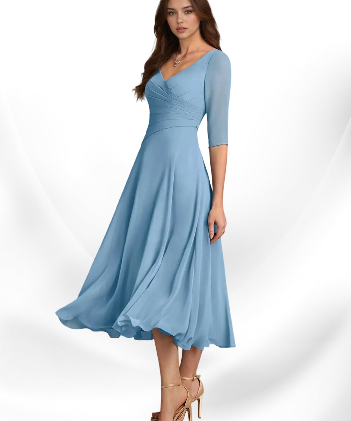 Augay Durant A-Line Pleated Chiffon Dress