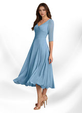 Augay Durant A-Line Pleated Chiffon Dress