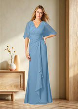 Augday Carson A-Line V-Neck Lace Chiffon Dress