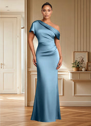 Augday Rutha Sheath One Shoulder Stretch Satin Dress