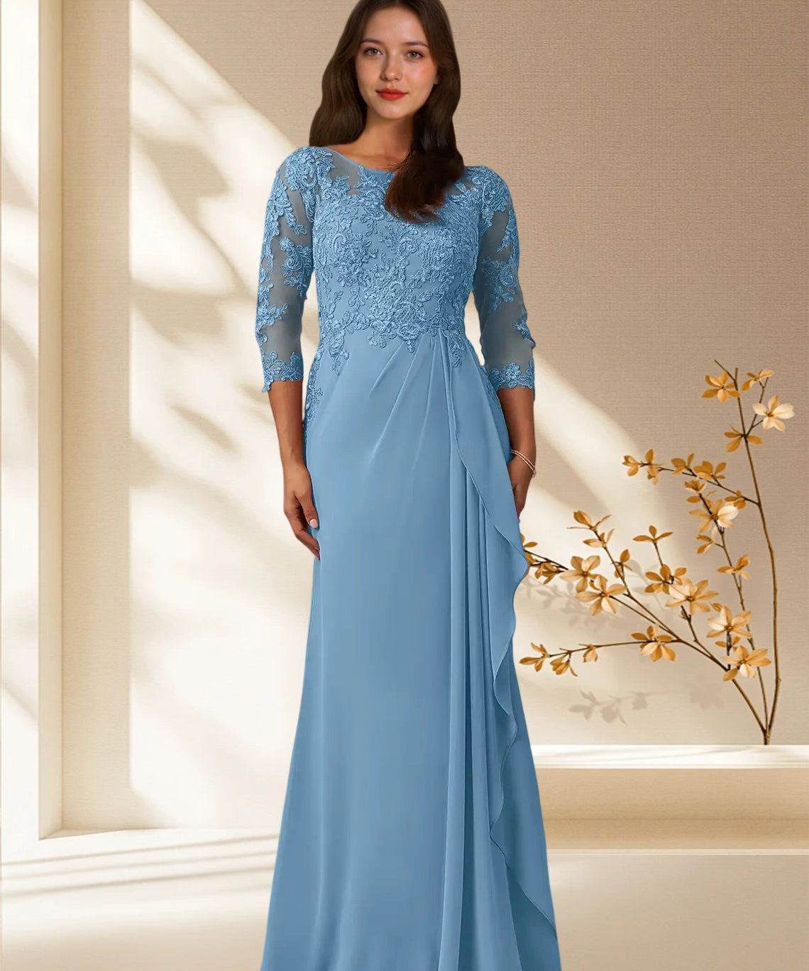 Augday Calanthe A-Line Scoop Chiffon Dress