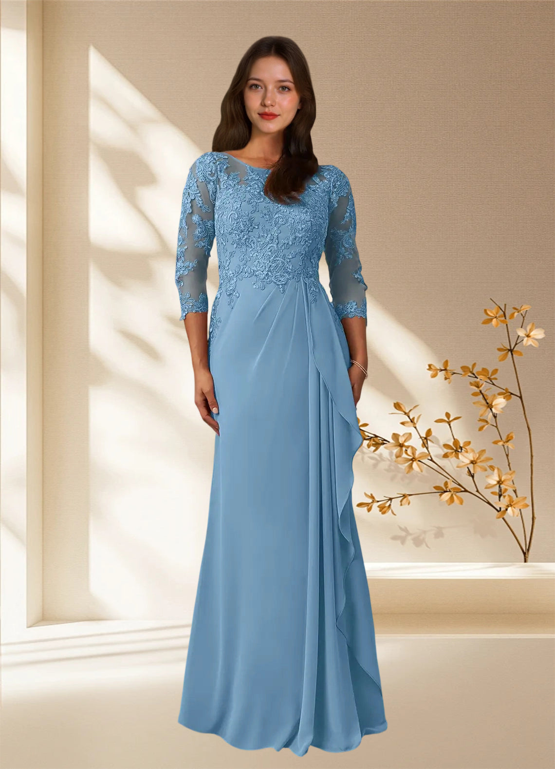 Augday Calanthe A-Line Scoop Chiffon Dress